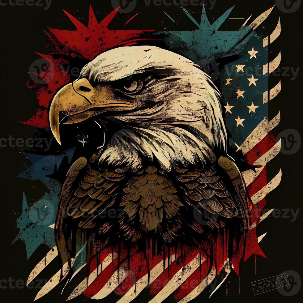 grunge patriottico americano Calvo aquila - ai generato foto