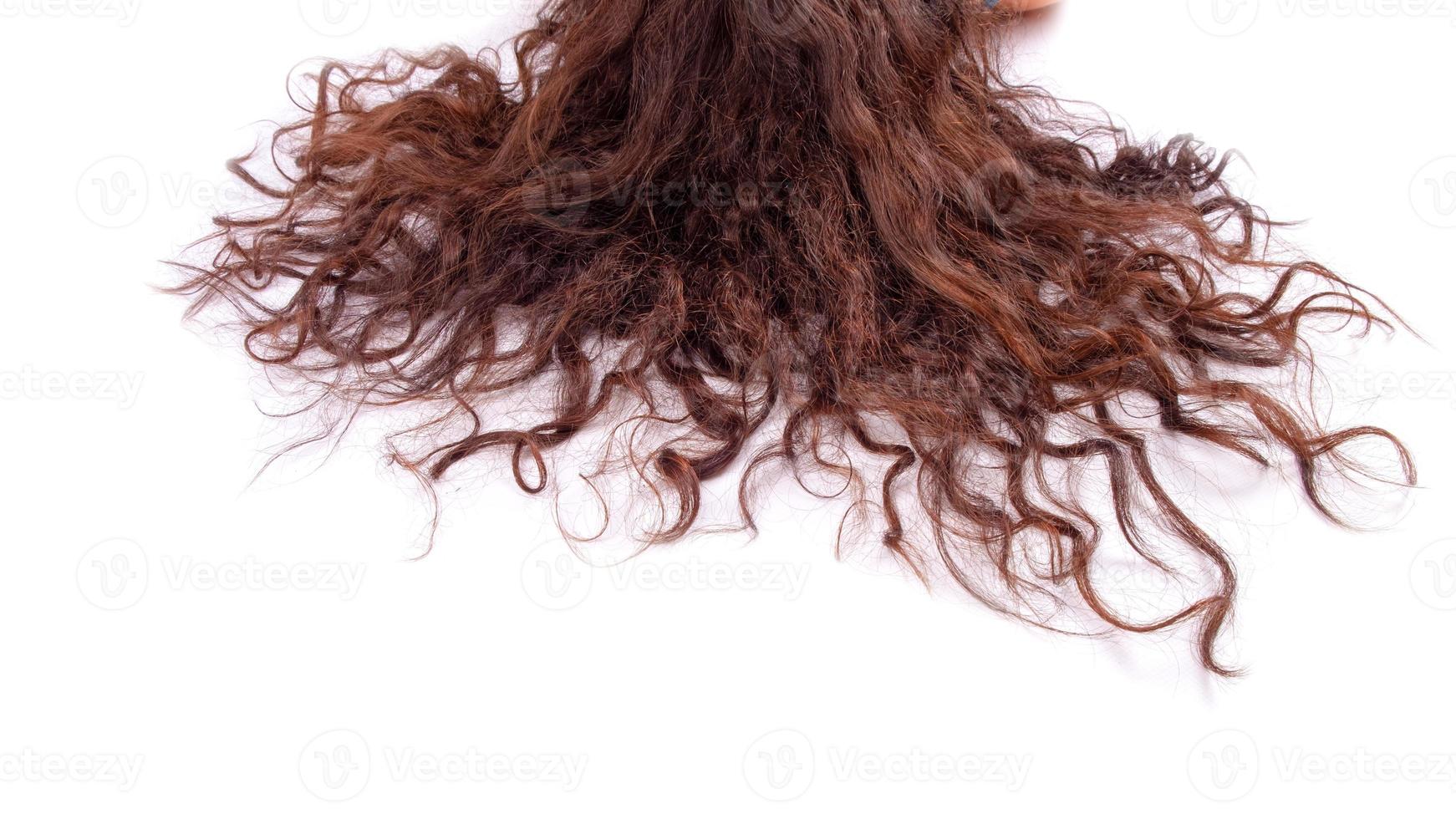 capelli ricci femminili isolati su priorità bassa bianca foto