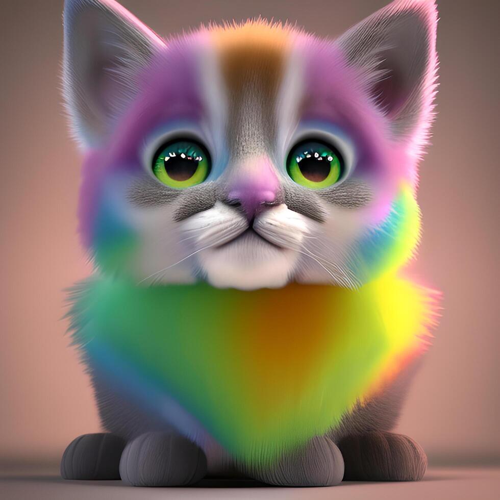 gattino carino arcobaleno colore ai generato foto