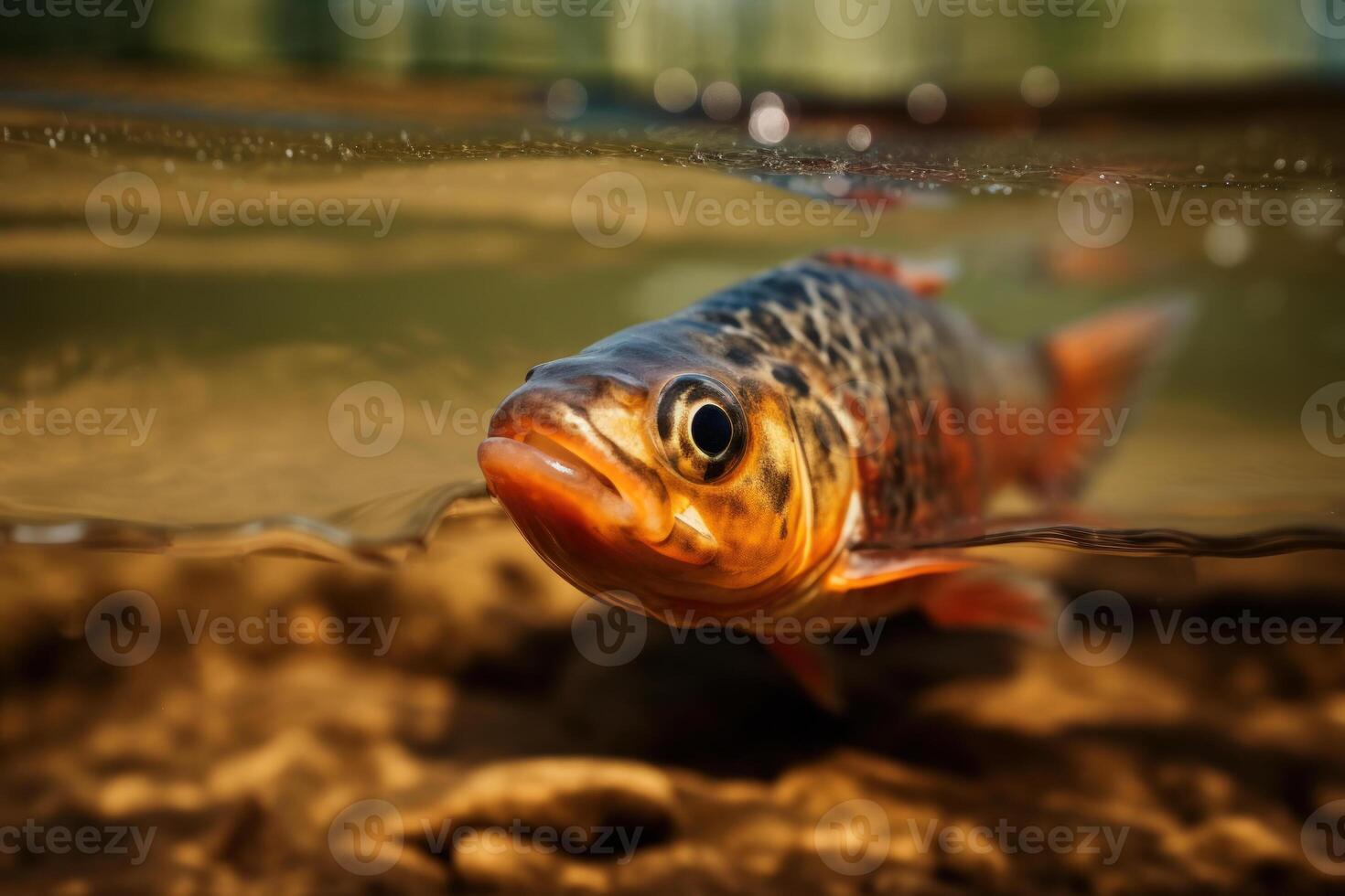 fiume pesce trota nel un' montagna fiume nel chiaro acqua generativo ai foto