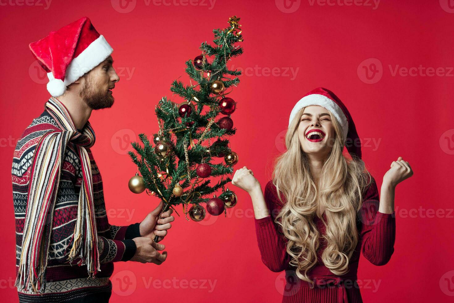 gioioso uomo e donna Natale emozioni nuovo anno vacanza foto