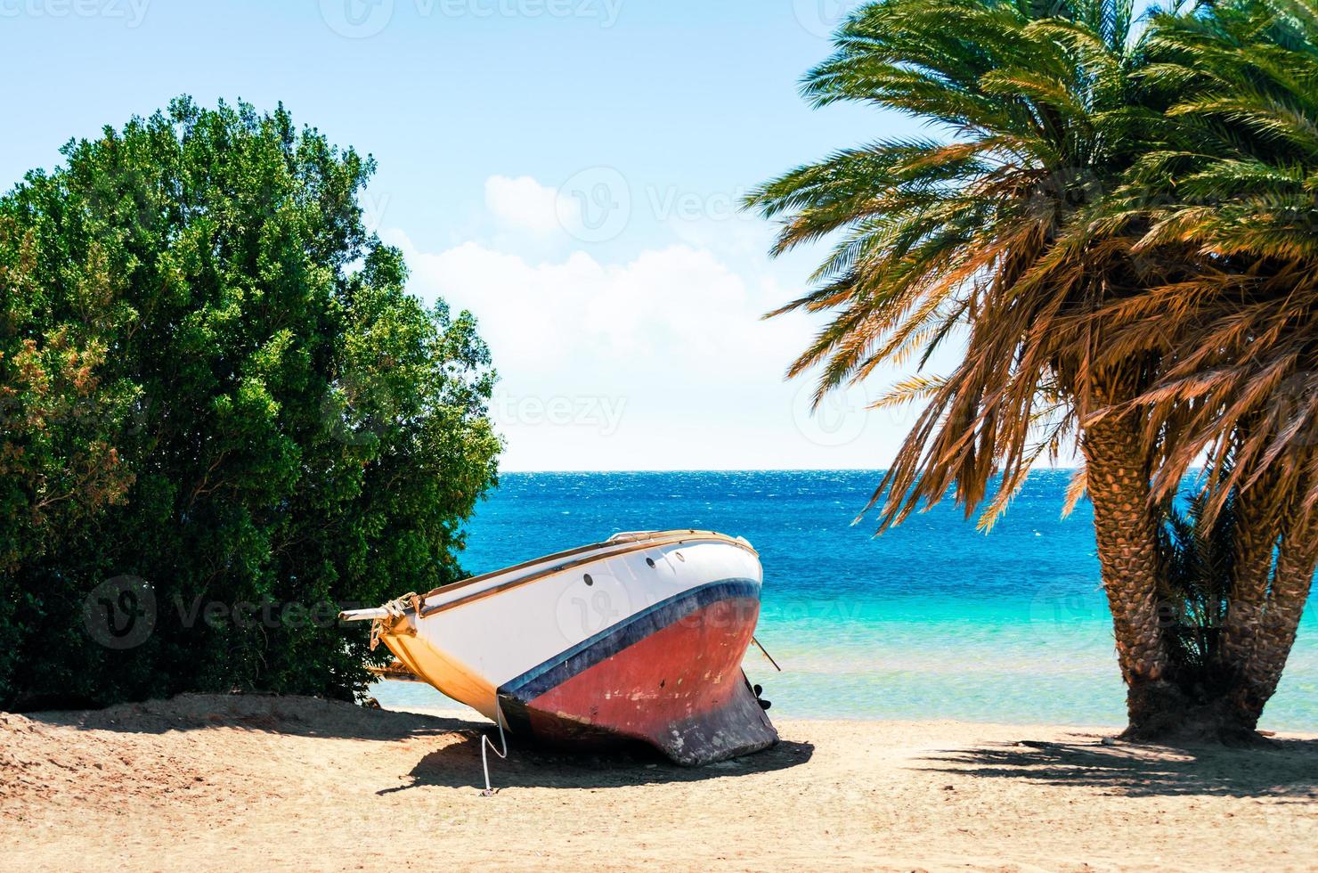 barca su una spiaggia tropicale foto