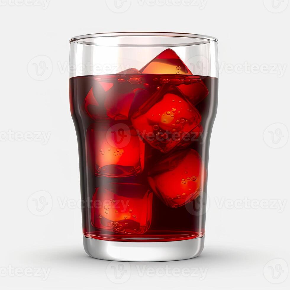 3d design di Coca Cola bicchiere bevanda al di sopra di bianca sfondo. generativo ai. foto