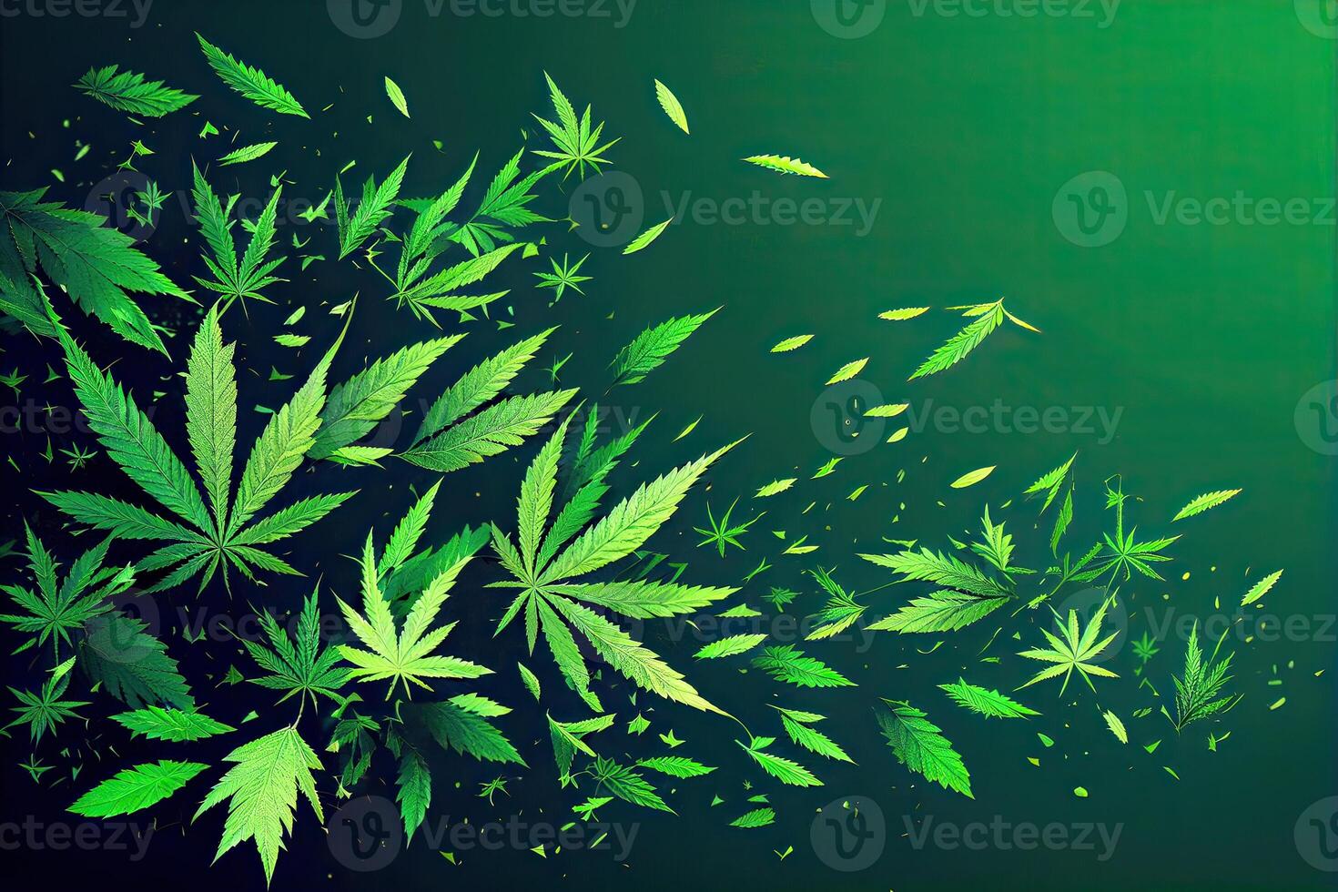 canapa o marijuana sfondo. realistico illustrazione di il pianta nel superiore Visualizza su bianca sfondo. canapa verde astratto sfondo. generativo ai. foto