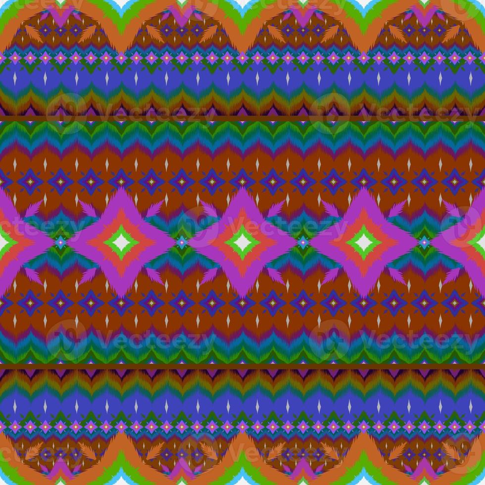 ikat geometrico folclore ornamento, tribale etnico struttura. senza soluzione di continuità a strisce modello nel azteco stile, figura tribale ricamo, scandinavo, ikat modello foto