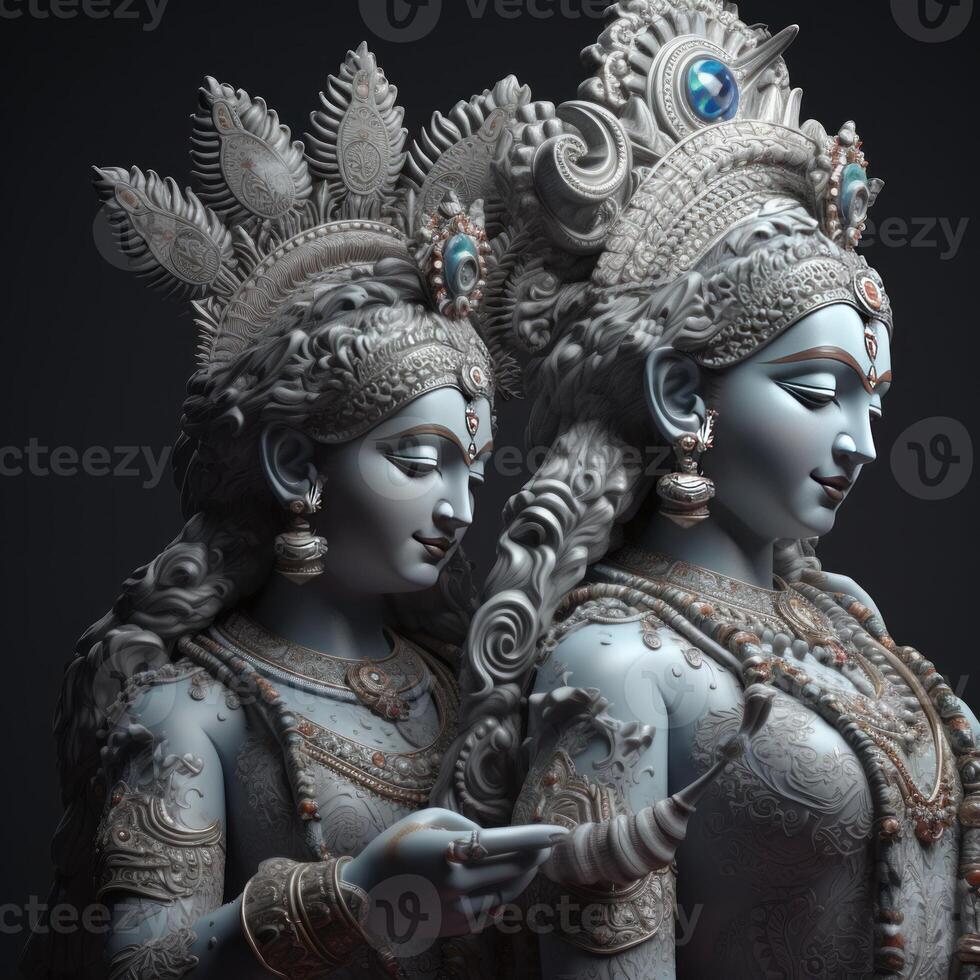 scultura di signore Radha e krishna Immagine generativo ai foto