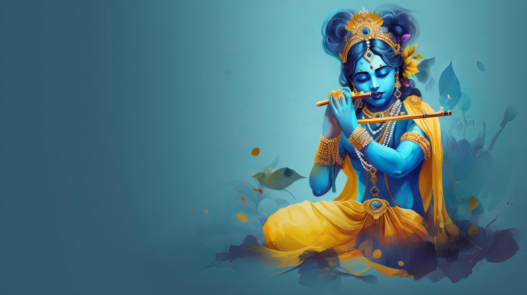 Immagine di divine bellissimo chiuso occhi blu colorato krishna generativo ai foto