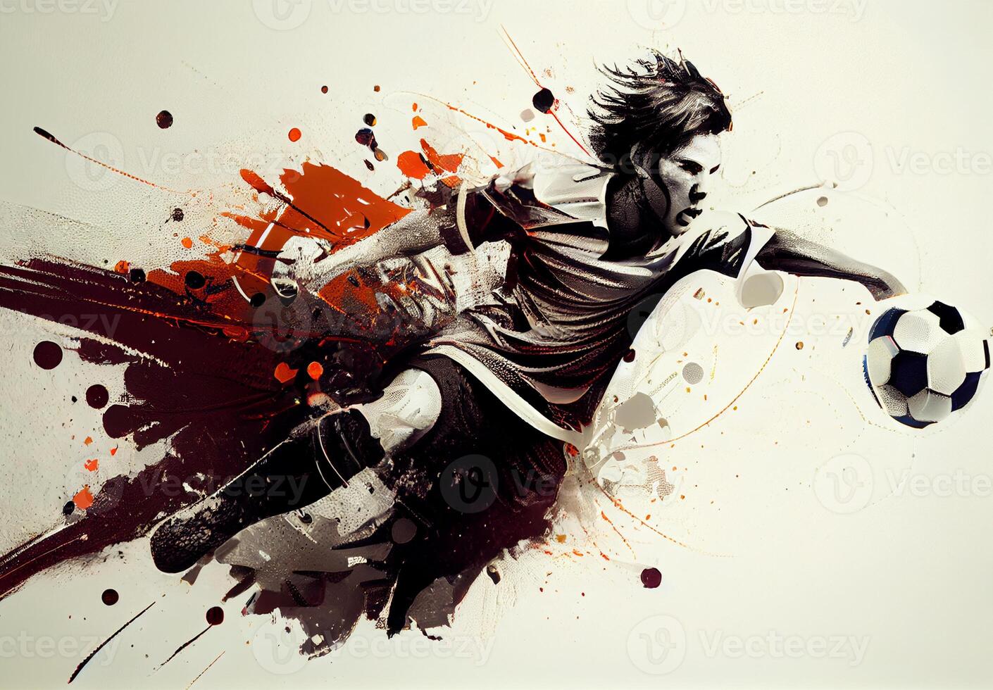astratto gli sport manifesto calcio giocatore colpire il palla - ai generato Immagine foto