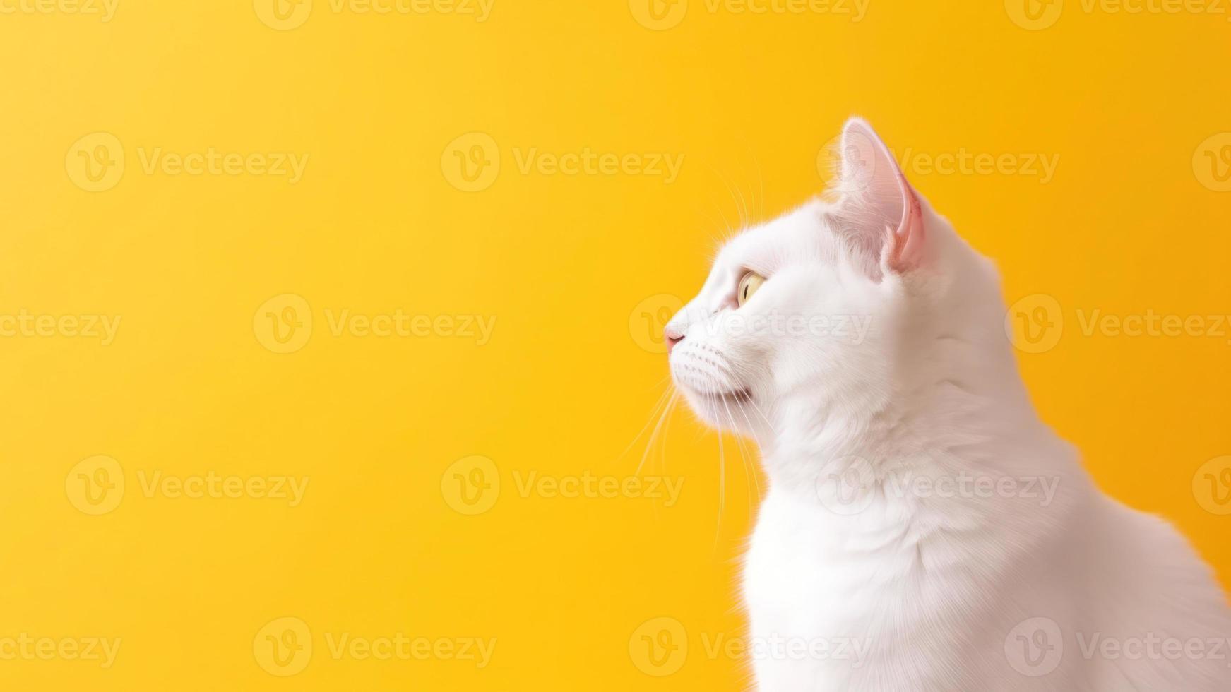 carino bianca gattino isolato su giallo sfondo foto