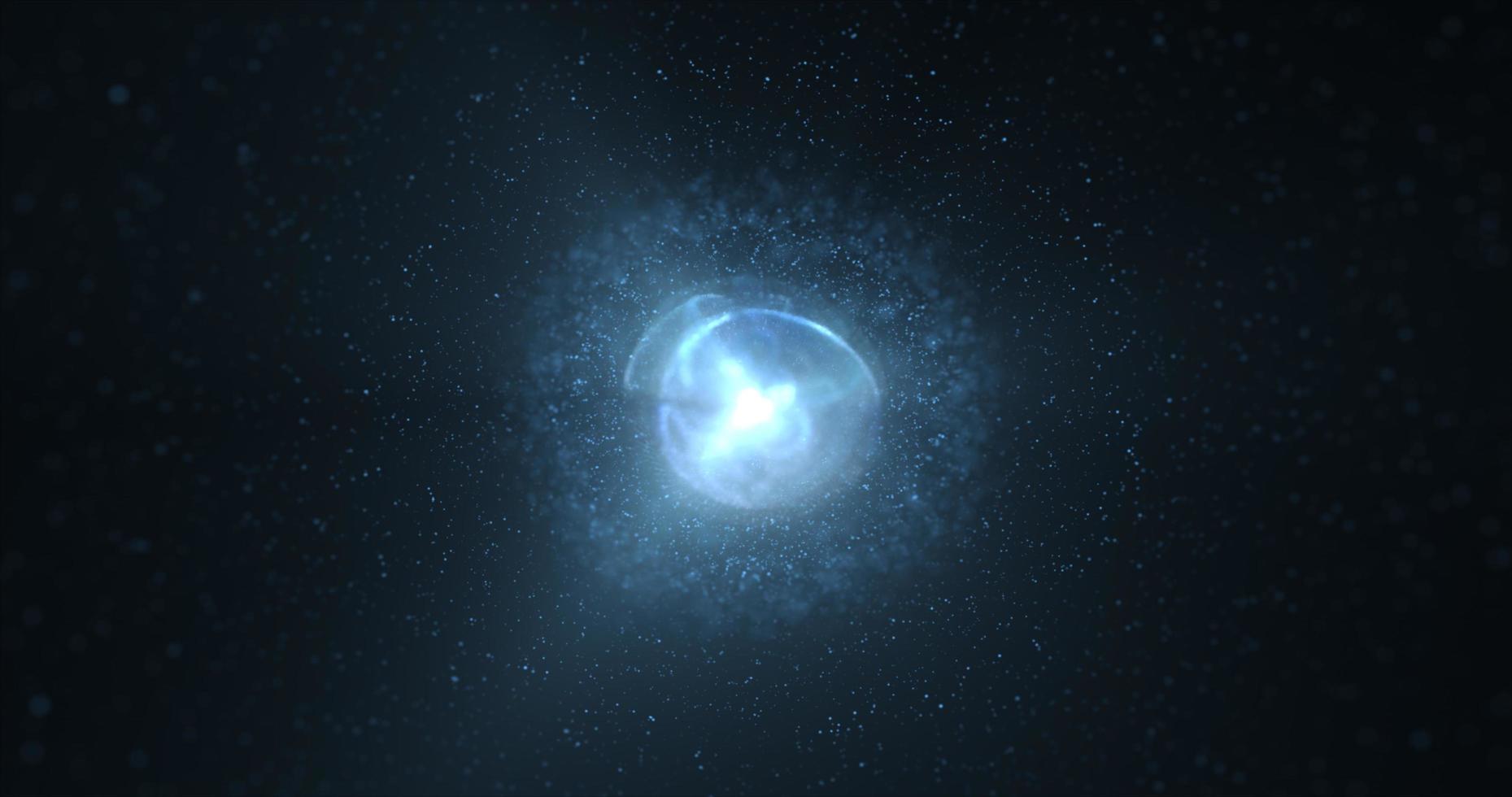 astratto futuristico raggiante blu leggero il giro sfera cosmico stella a partire dal Magia alto Tech energia su spazio galassia sfondo. astratto sfondo foto