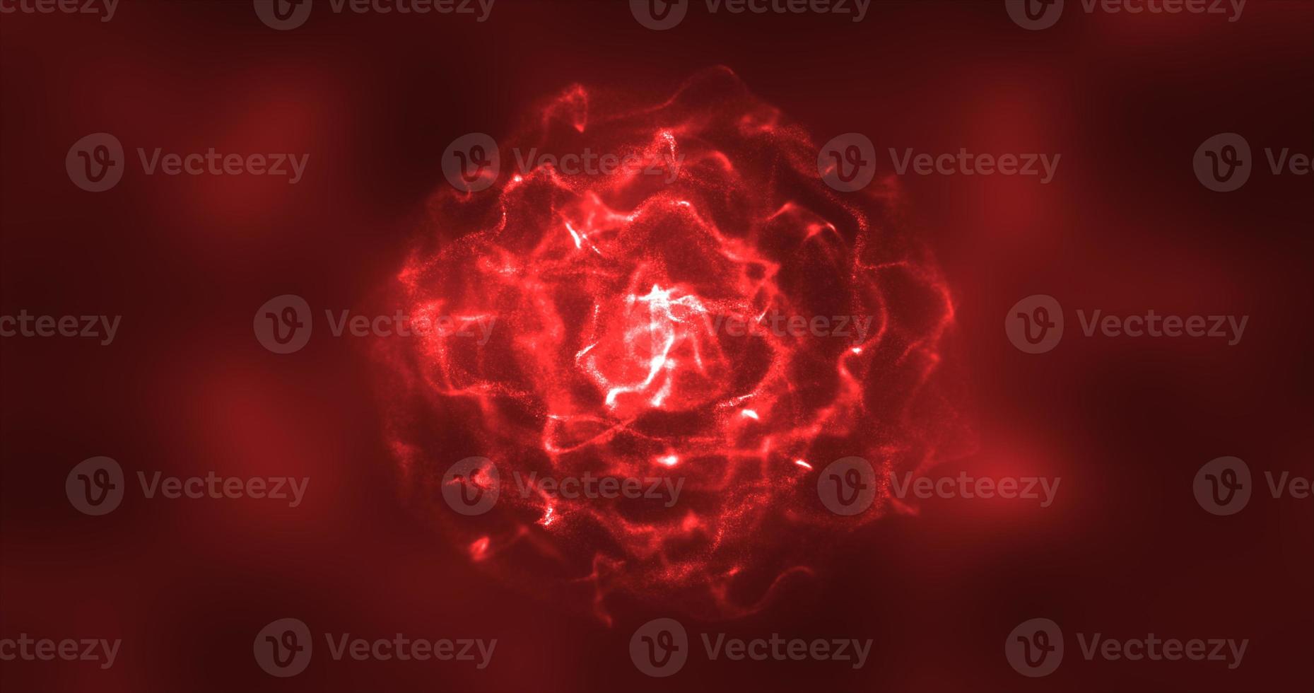 astratto rosso energia il giro sfera raggiante con particella onde hi-tech digitale Magia astratto sfondo foto