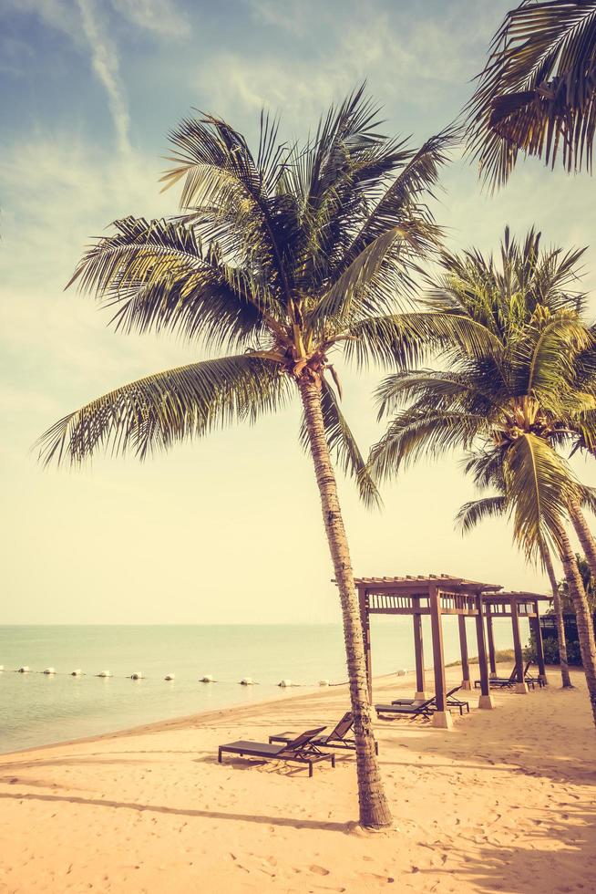 bellissima spiaggia e mare con palme foto