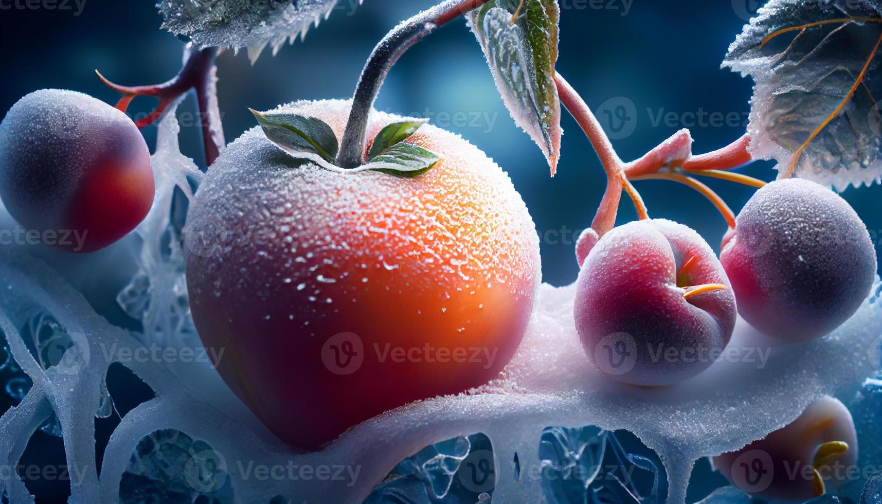 gelido frutta pieno sfondo, widescreen formato. creare ai. foto
