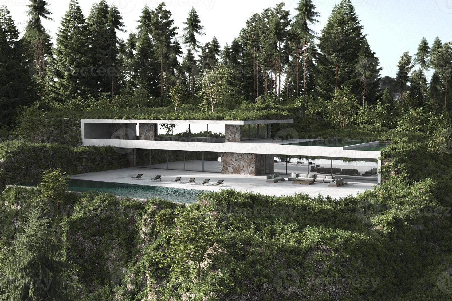 casa moderna su una collina con piscina foto