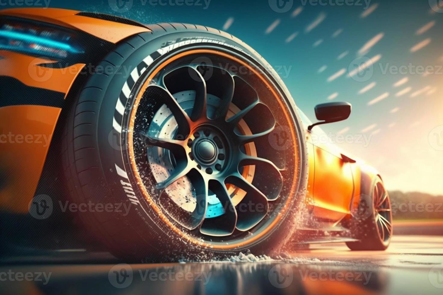 3d interpretazione , sport auto corsa su gara traccia , auto ruota deriva.generare ai foto