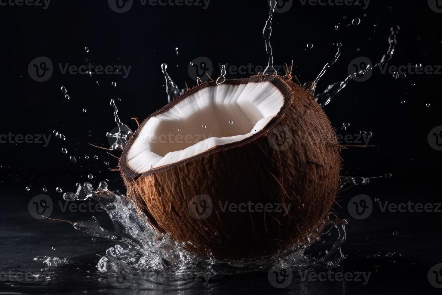 acqua spruzzo Noce di cocco. creare ai foto
