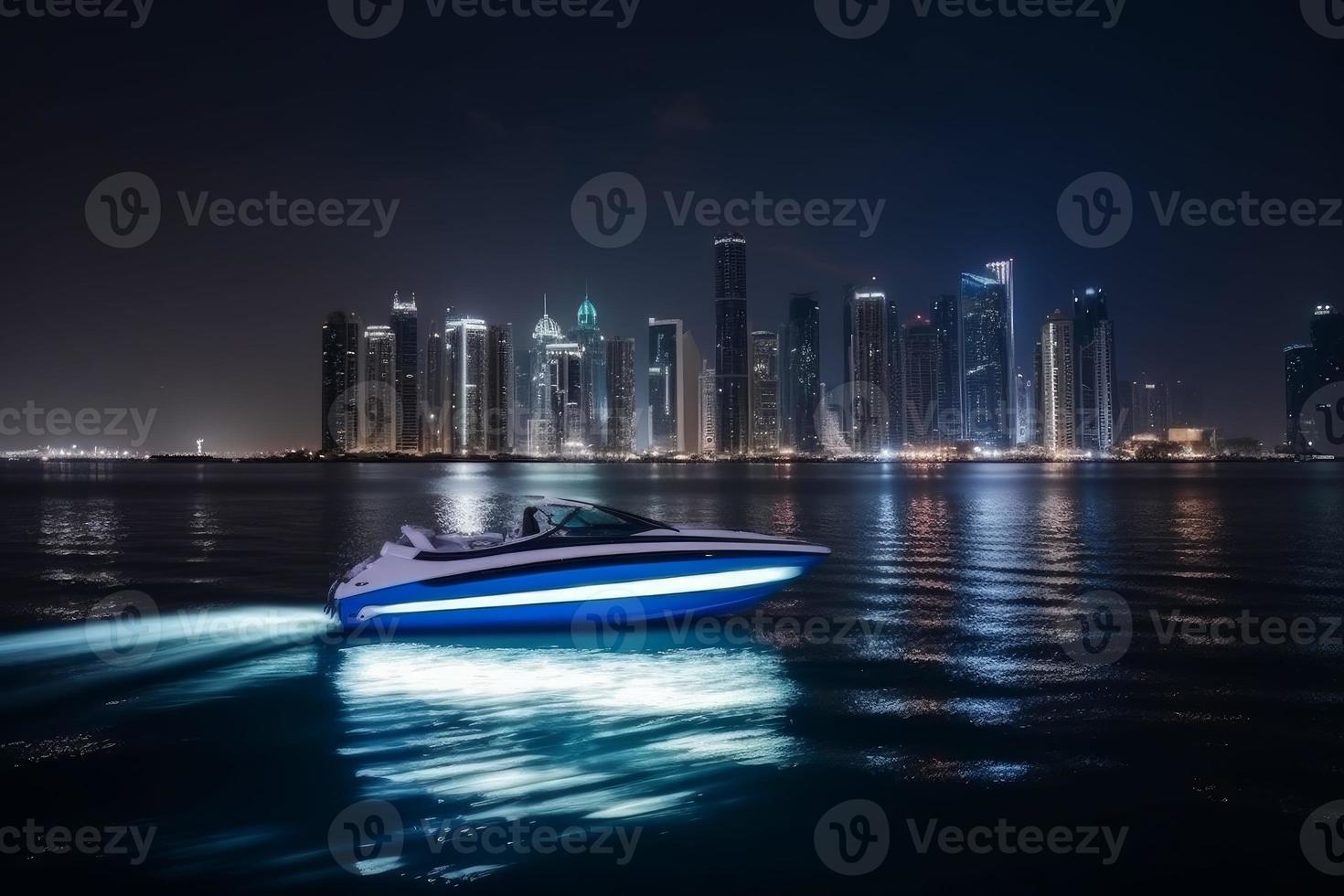 velocità barca notte viaggio. creare ai foto