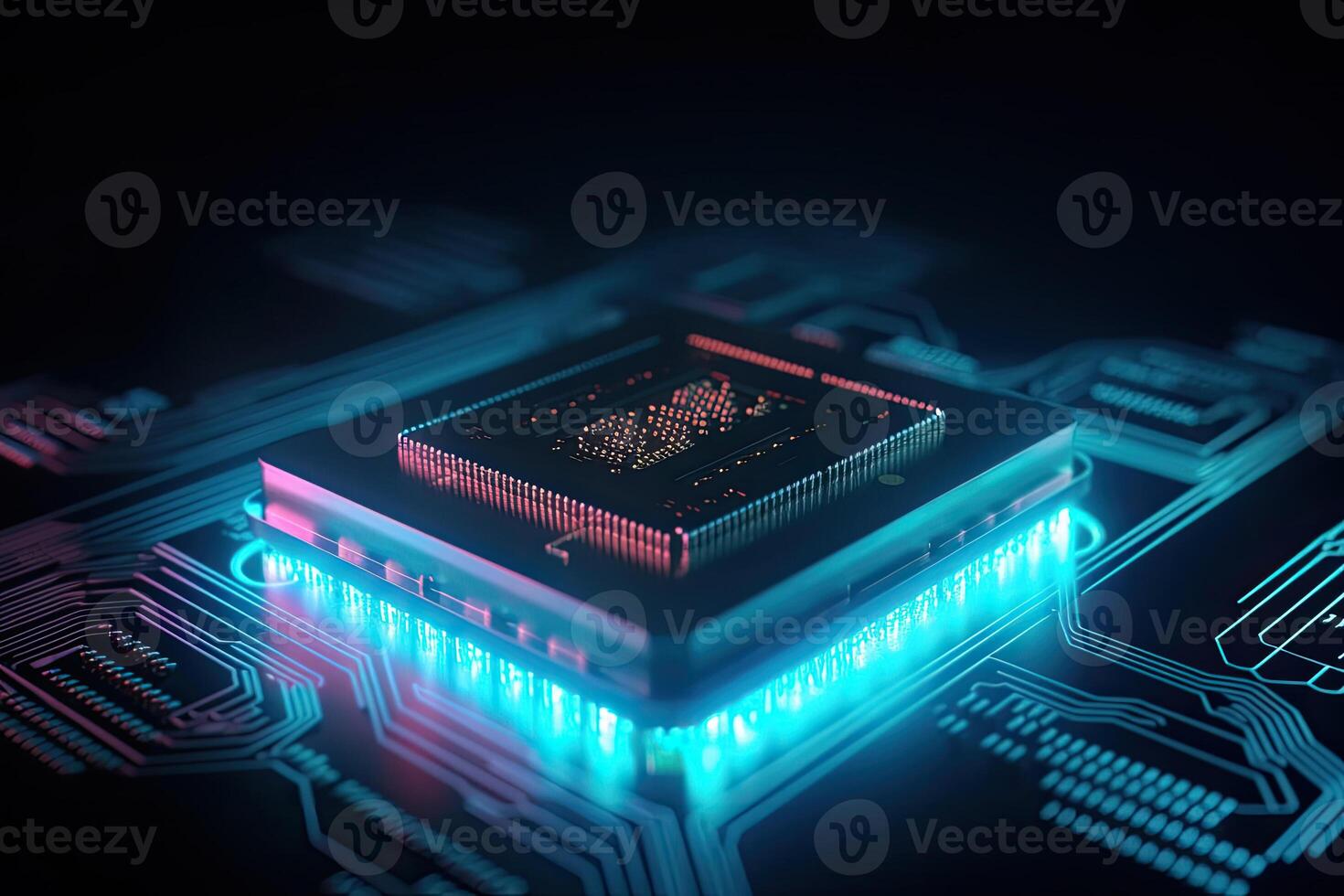 quantistico processore su circuito tavola. generativo ai foto