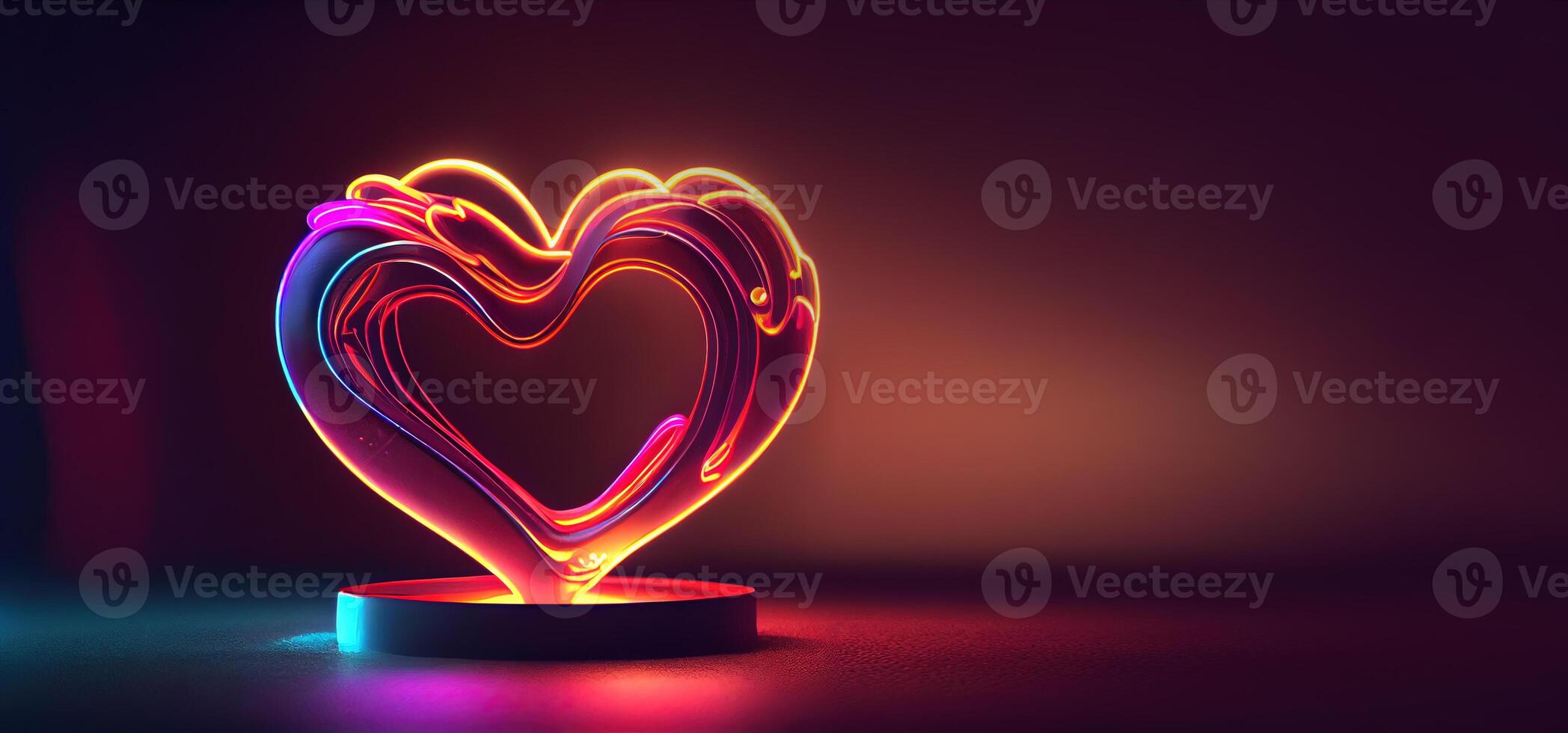generativo ai illustrazione di amore cuore neon luce, arredamento, luminosa luce, romantico. amore e San Valentino giorno concetto. neurale Rete generato arte. digitalmente generato Immagine. foto