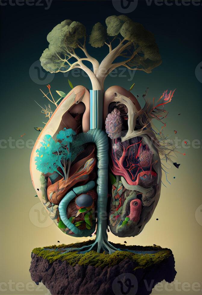 generativo ai illustrazione di un' visivamente sbalorditivo e intricato illustrazione di il anatomia di vita foto