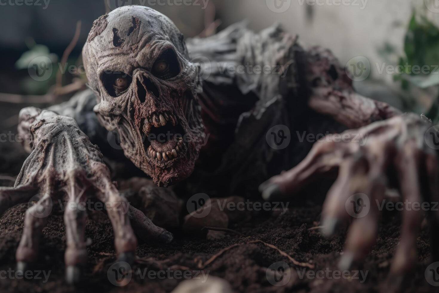 zombie scheletro striscia su di il terra, Halloween orrore generativo ai foto