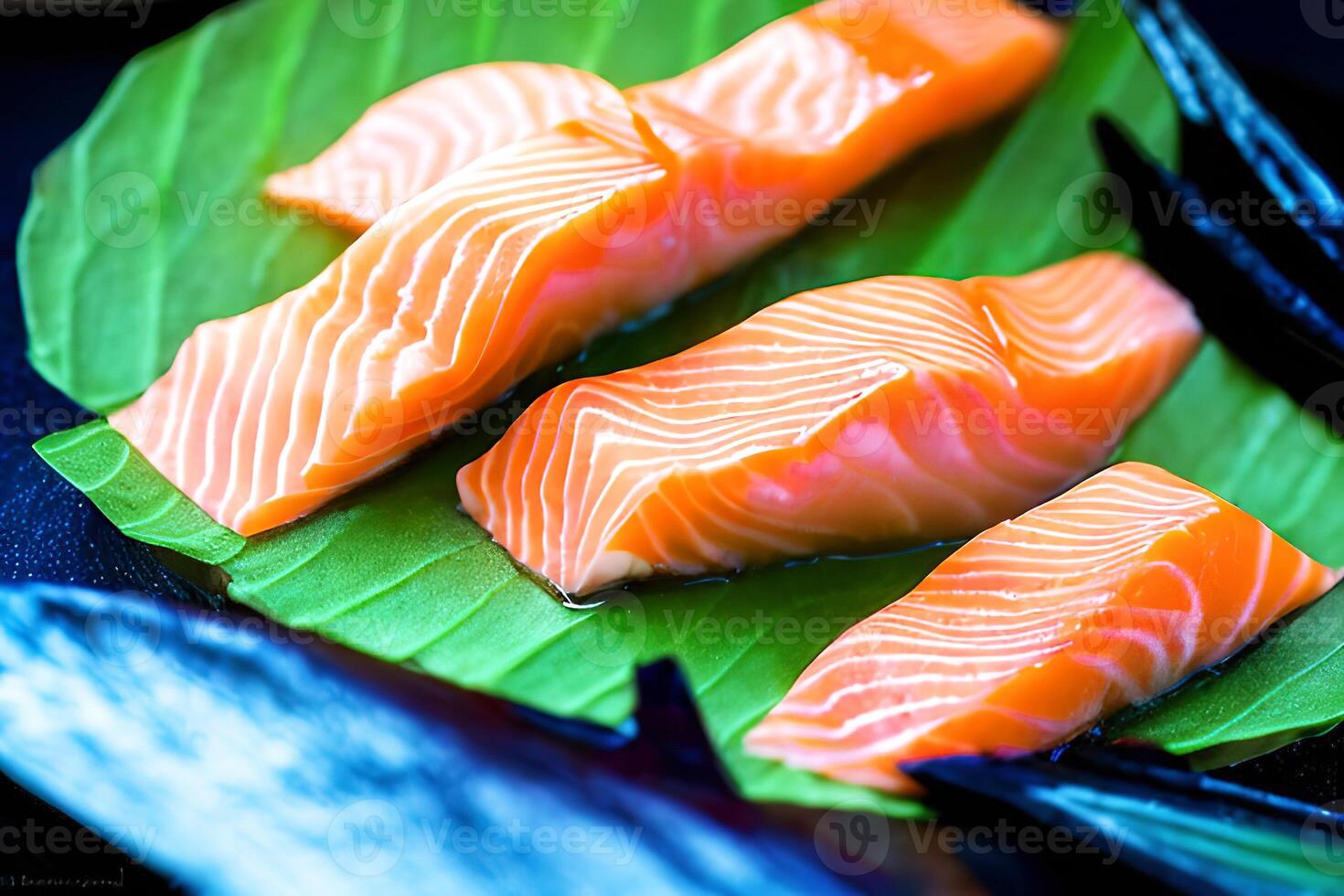 avvicinamento salmone sashimi, generativo ai foto