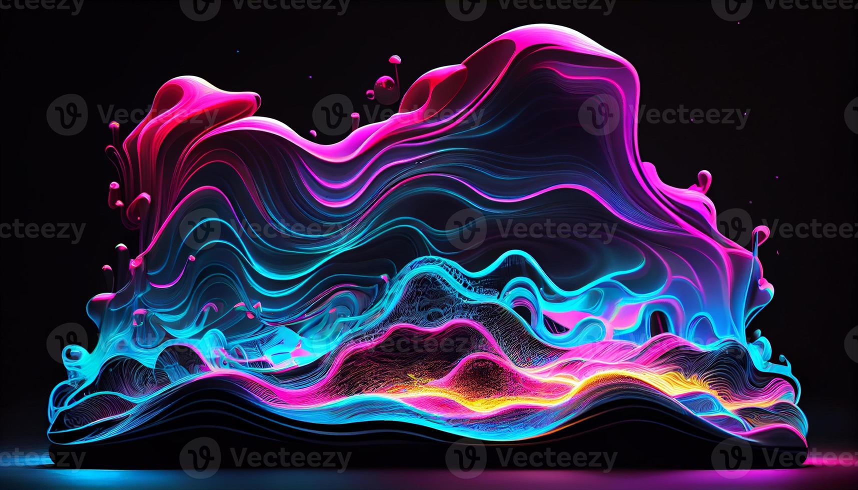 olografico neon fluido onde. creare ai. foto