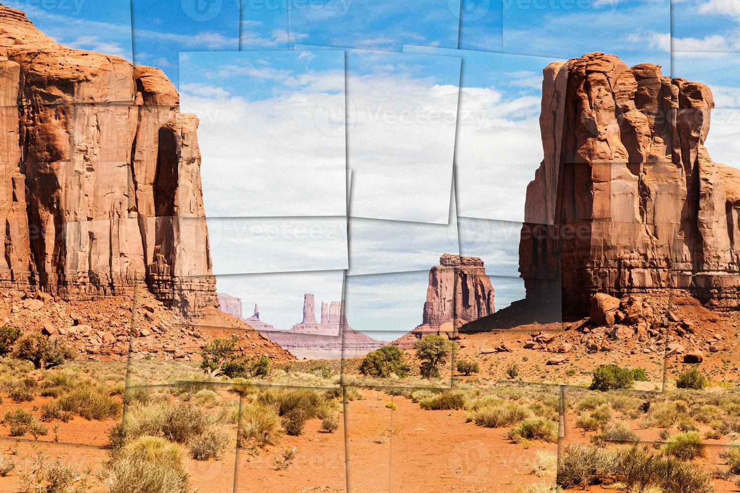 creativo immagine di monumento valle nel Stati Uniti d'America - panoramico rosso paesaggio con blu cielo. foto