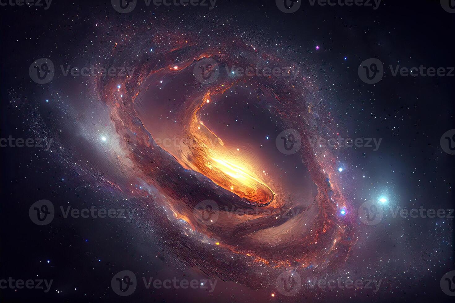 generativo ai illustrazione di latteo modo galassia collisione con Andromeda galassia, universale e esterno spazio foto