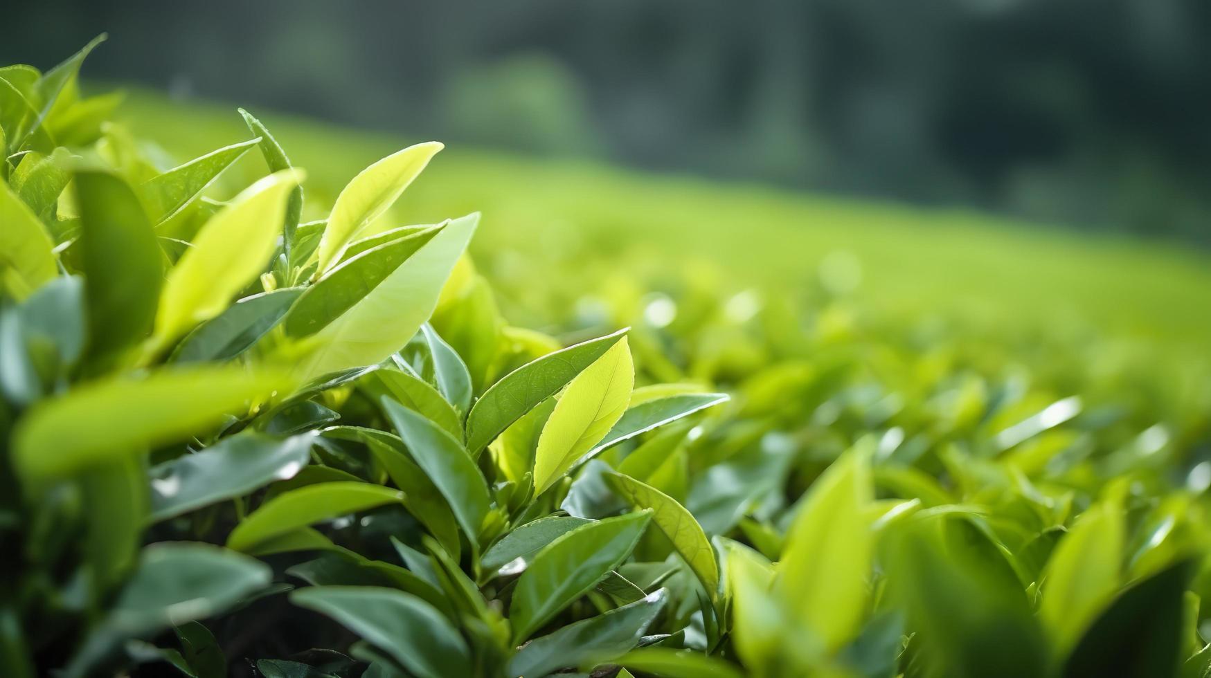 avvicinamento verde le foglie con sfocatura verde backgroun nel natura, generat ai foto