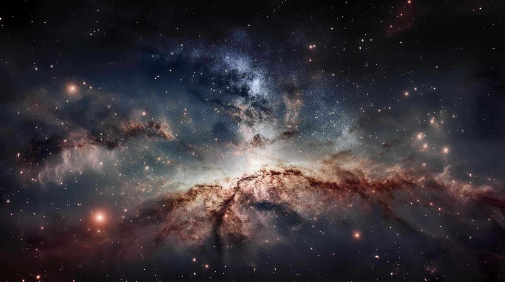 concetto di nebulosa con galassie nel in profondità spazio cosmo scoperta esterno spazio e stelle, generat ai foto