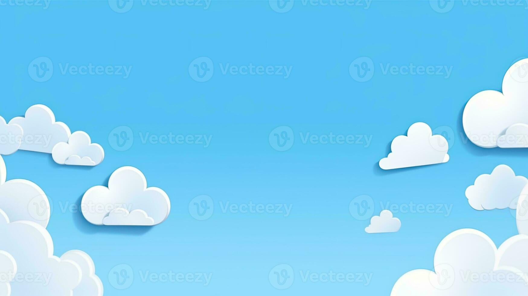 carta nuvole su blu cielo sfondo. 3d illustrazione con copia spazio foto