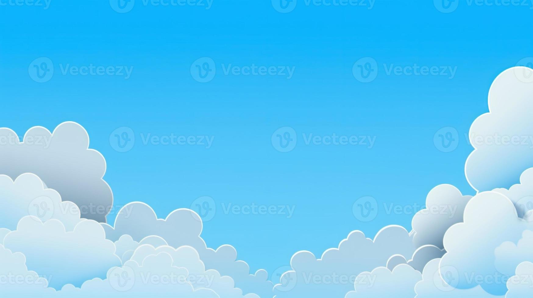 carta nuvole su blu cielo sfondo. 3d illustrazione con copia spazio foto