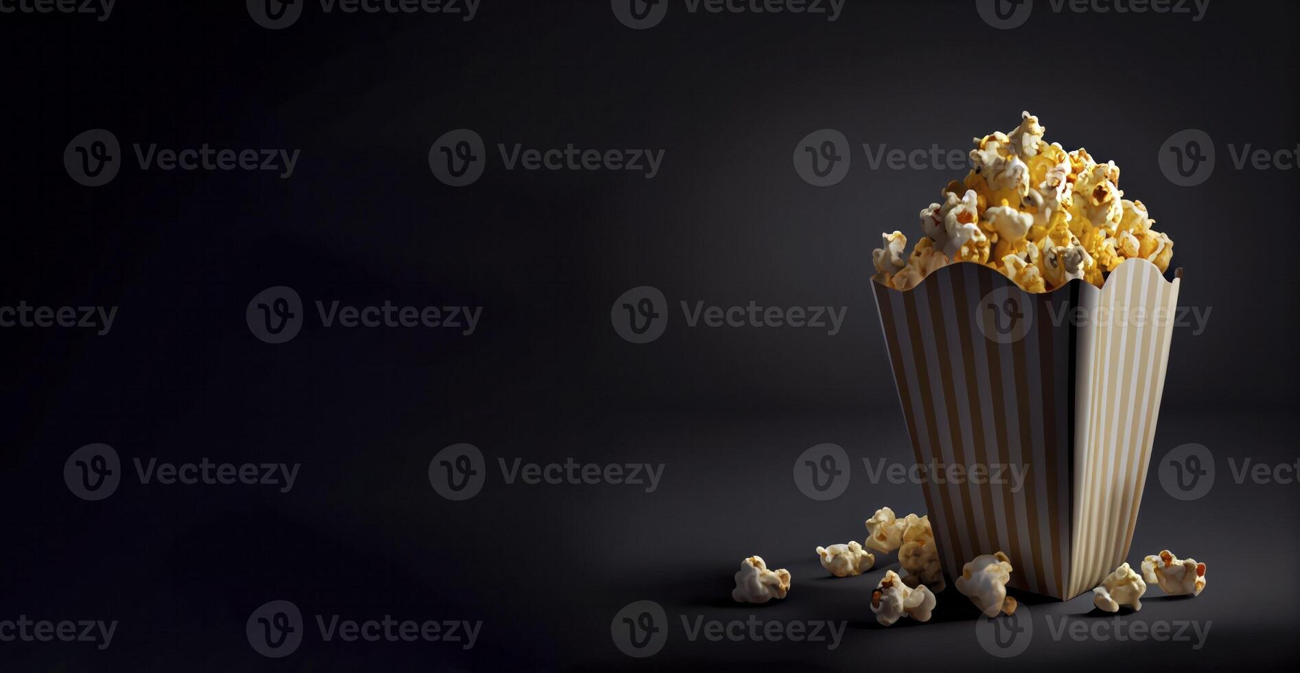 volante Popcorn realistico Prodotto vetrina per cibo fotografia ai generato foto