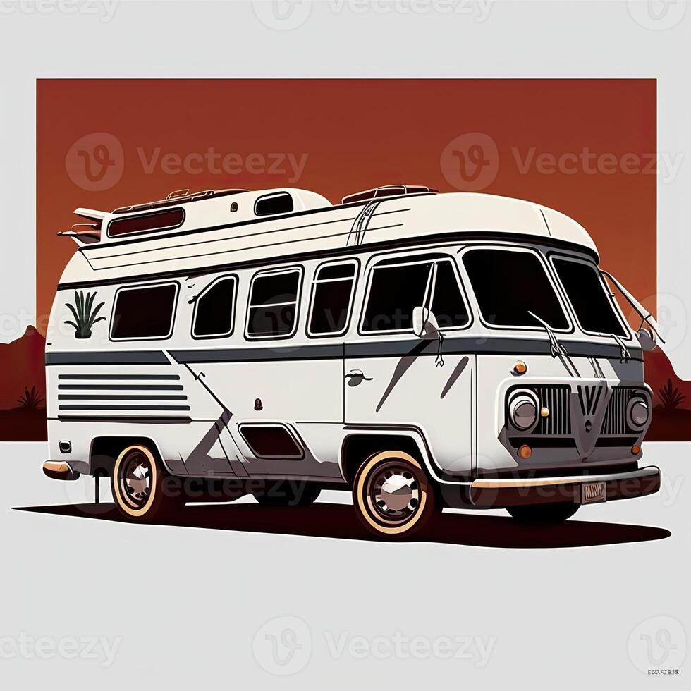 ai generato. generativo ai. Vintage ▾ retrò camper rv casa camion. avventura viaggio viaggio motivazionale manifesto. può essere Usato per decorazione e ispirazione. grafico arte foto