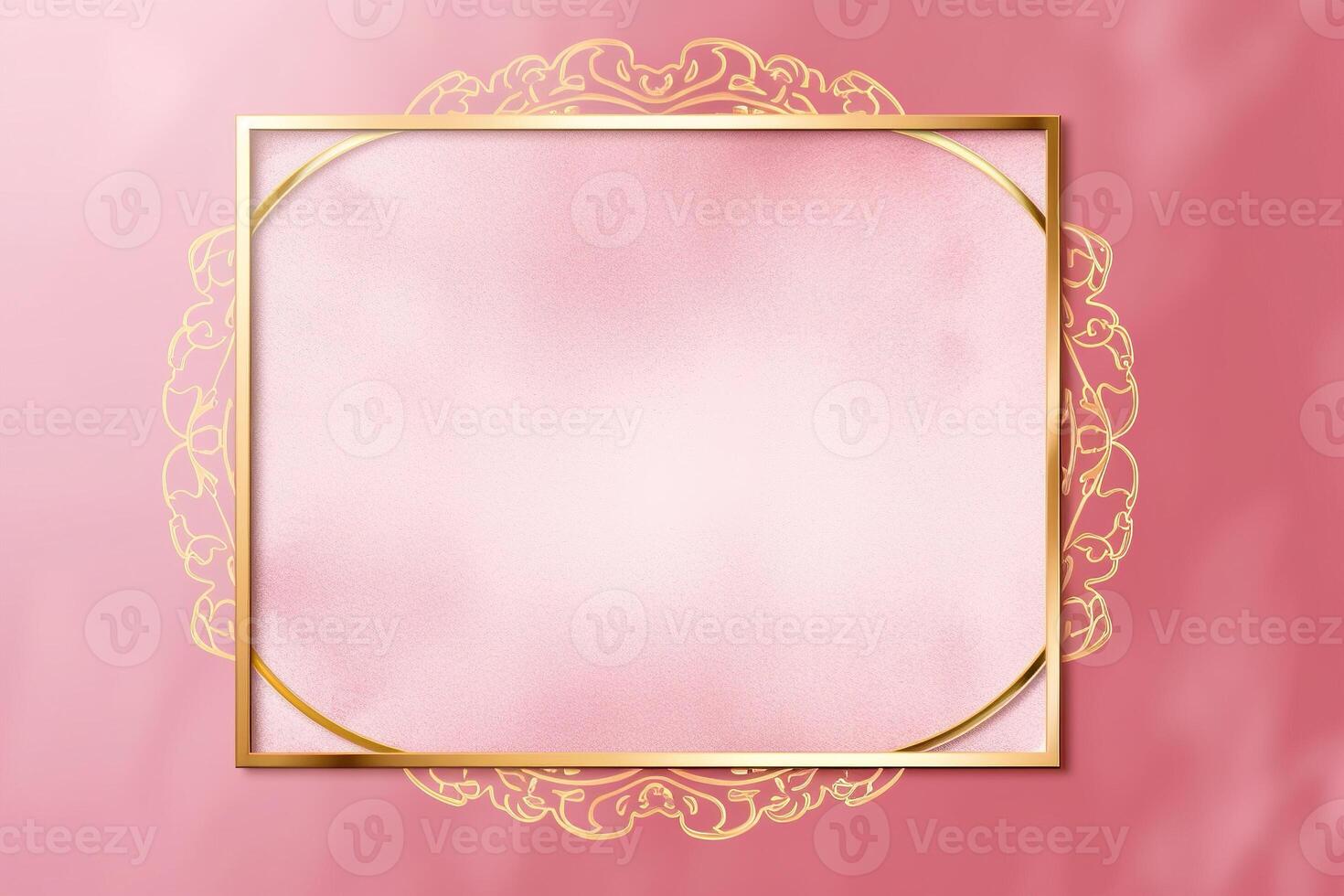 d'oro telaio su rosa astratto sfondo. ai generato foto