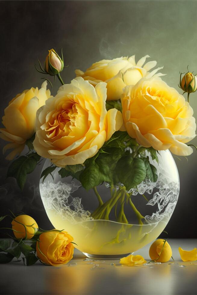un' pochi bellissimo giallo Rose. generativo ai. foto