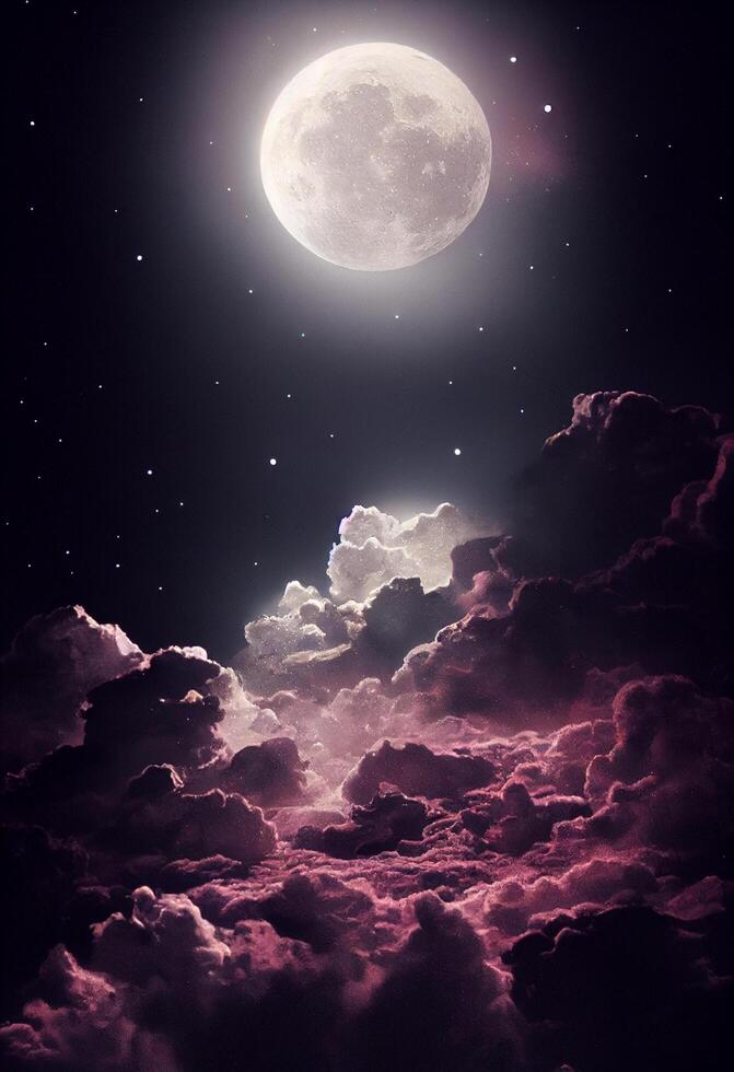 stary bianca nuvole sognante Luna sfumature. generativo ai. foto