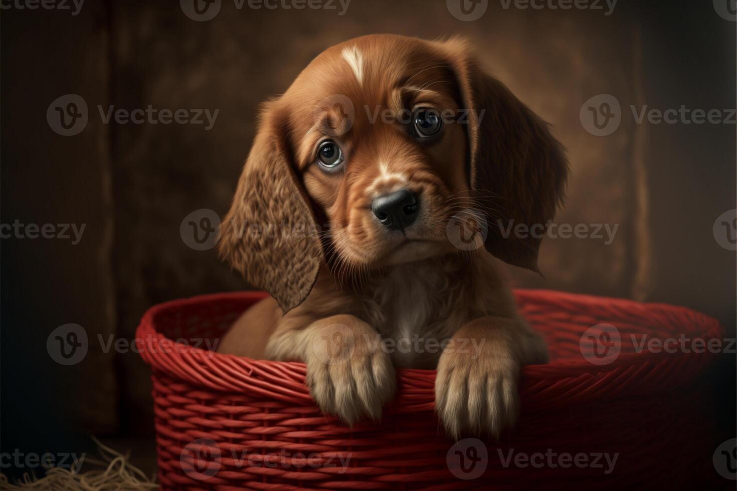 adorabile gattino seduta nel un' di vimini cestino. generativo ai. foto