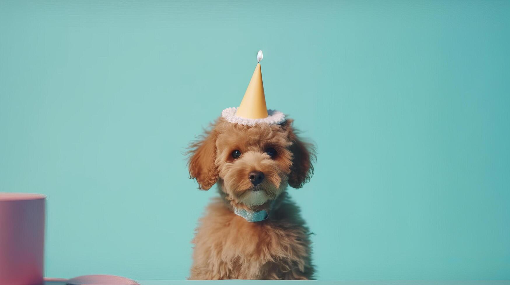 carino divertente compleanno cane. illustrazione ai generativo foto