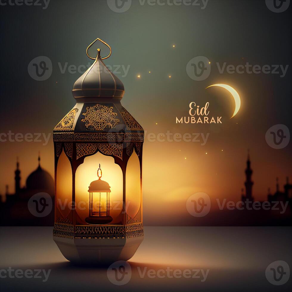 ai generativo bellissimo eid mubarak Arabo islamico sfondo e bandiera design. foto