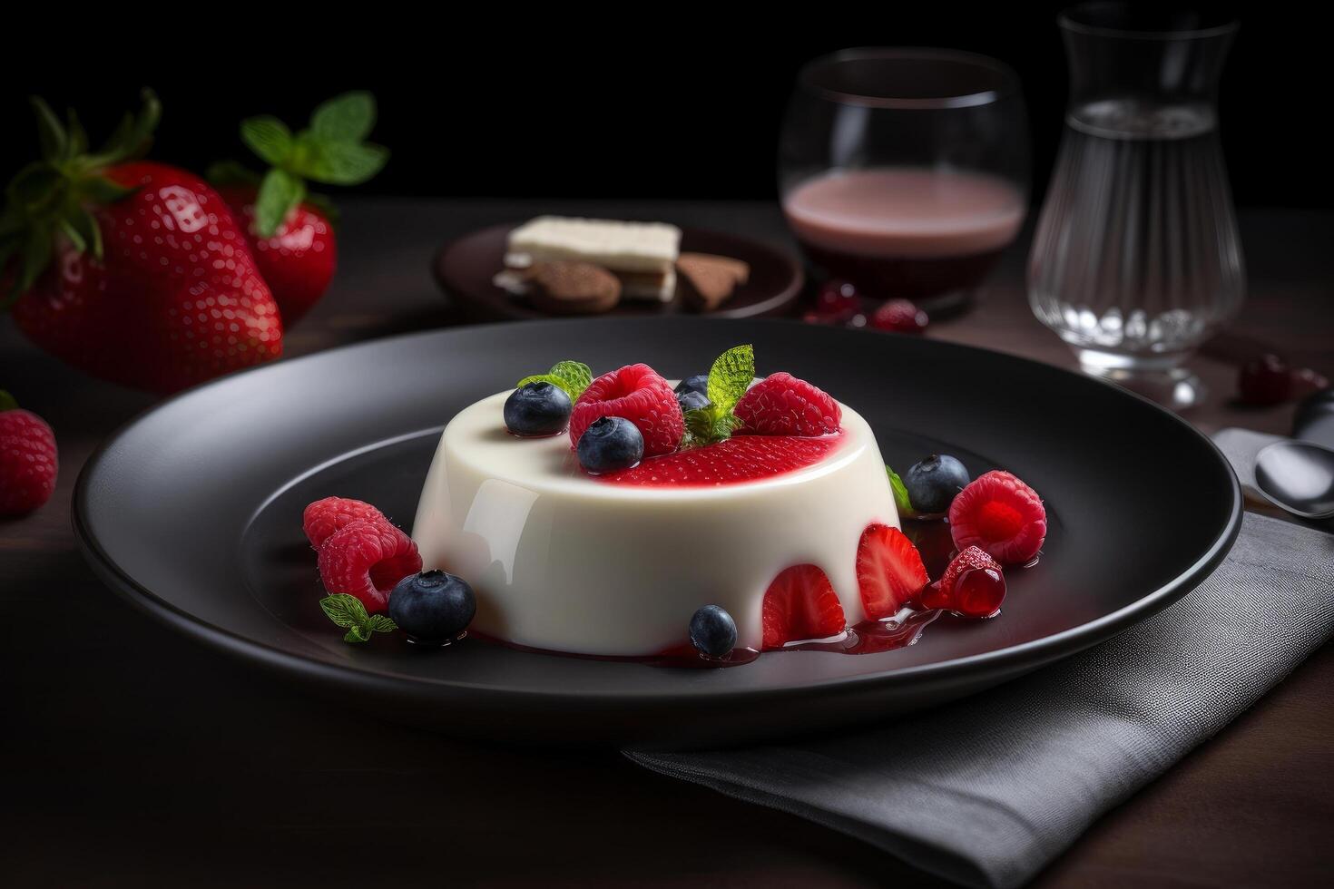 panna cotta dolce. illustrazione ai generativo foto