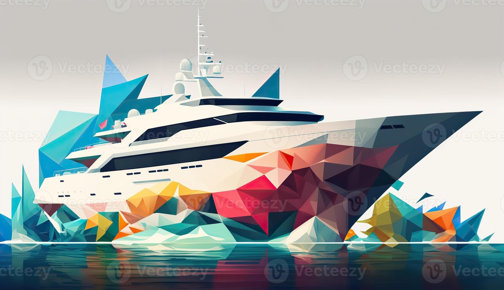 ai generato. ai generativo. Basso polu geometrico stile nave grande yacht. può essere Usato per grafico design o casa decorazione. grafico arte foto