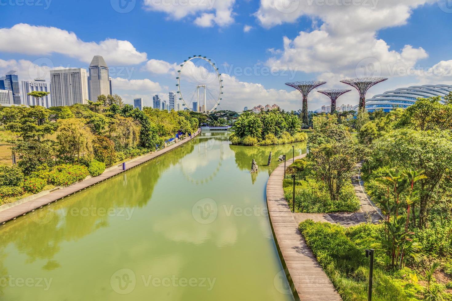panoramico immagine a partire dal giardini di il baia nel Singapore durante giorno foto