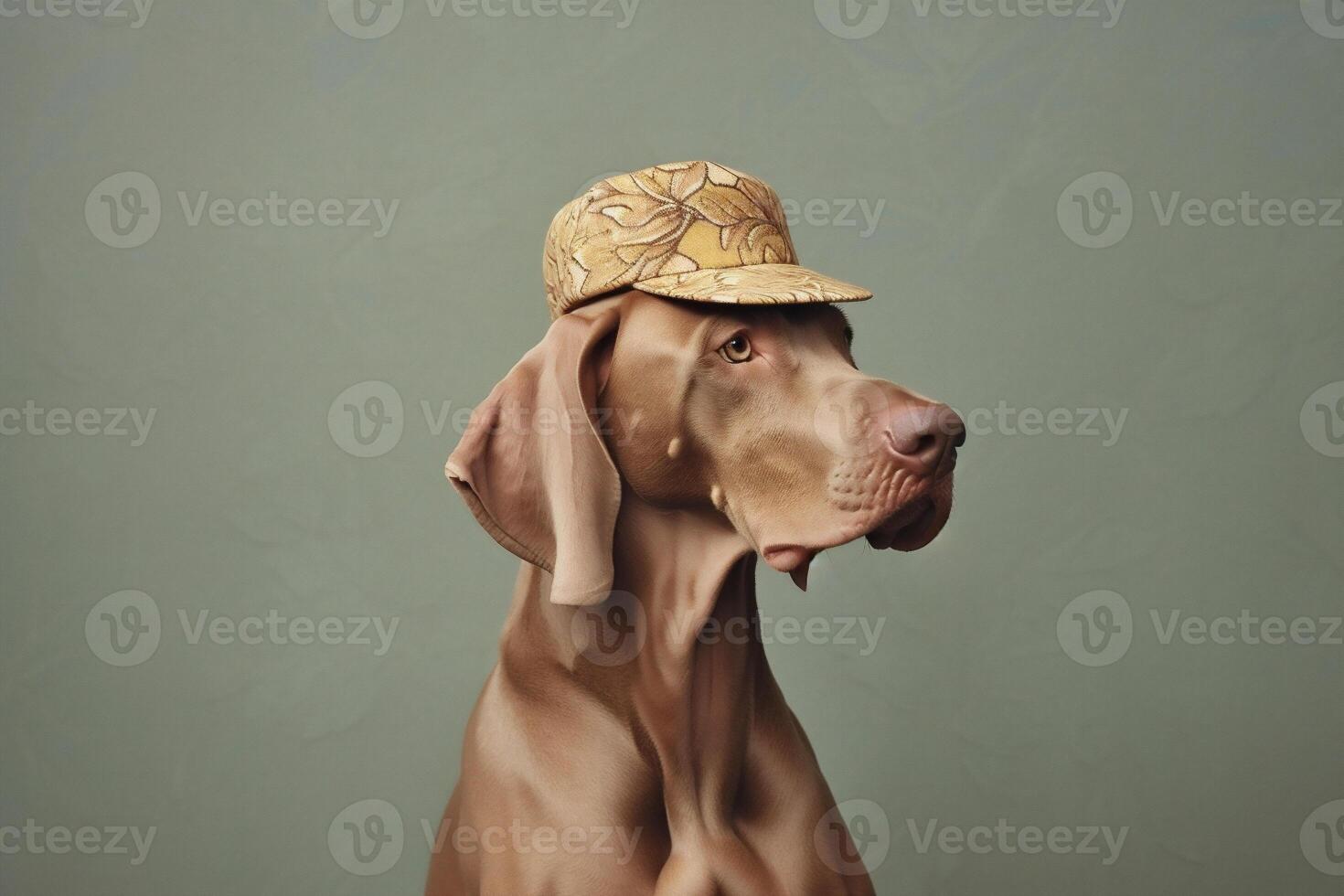 ai generato Weimaraner cane con cappello foto