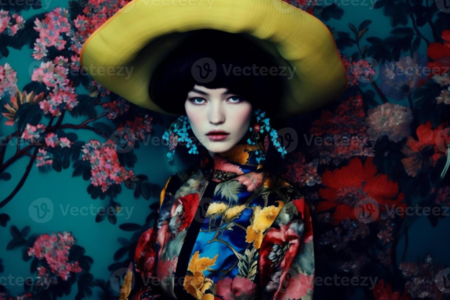 ai generato donna geisha, moderno giapponese stile foto