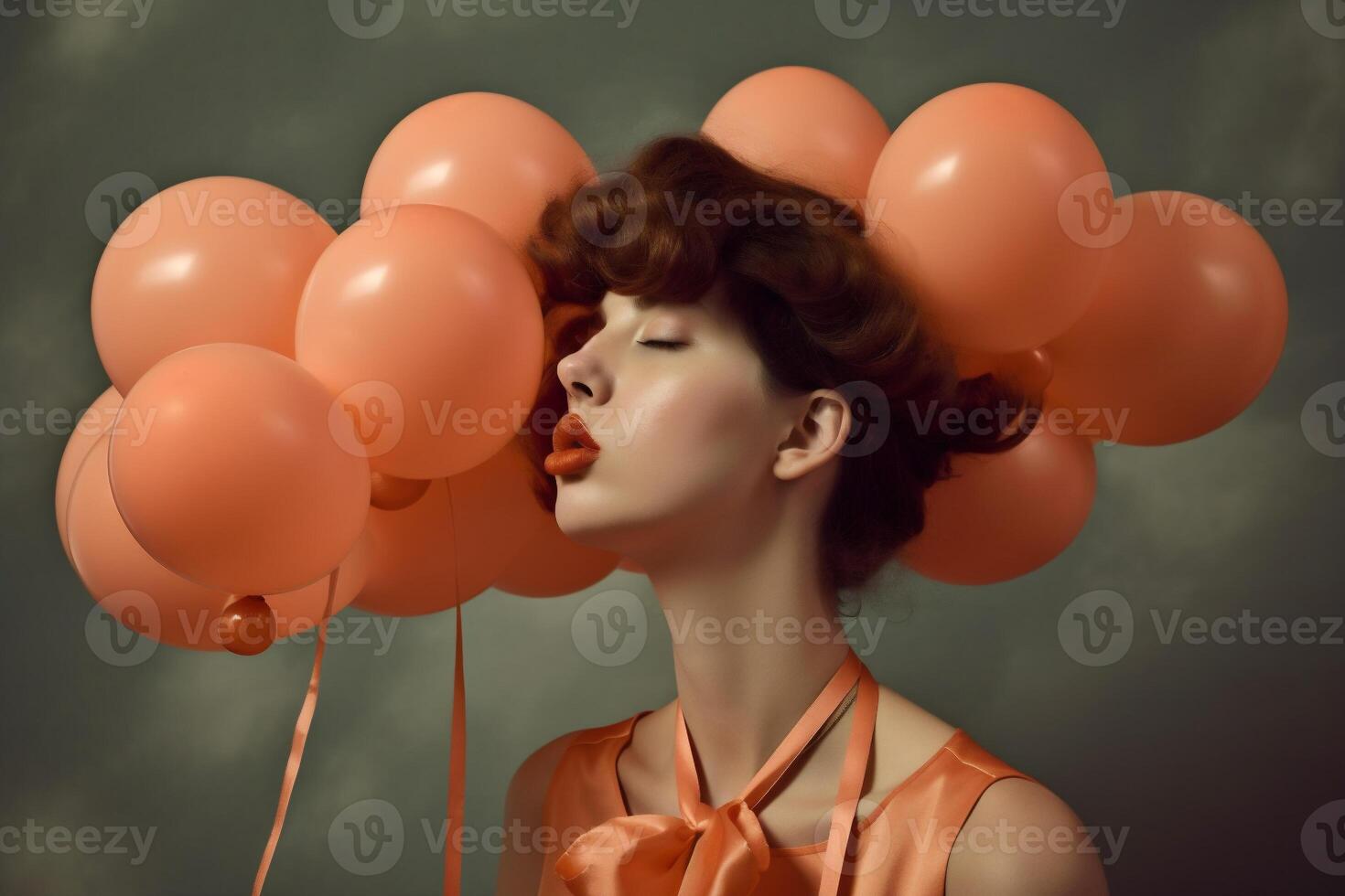 ai generato donna con palloncini foto