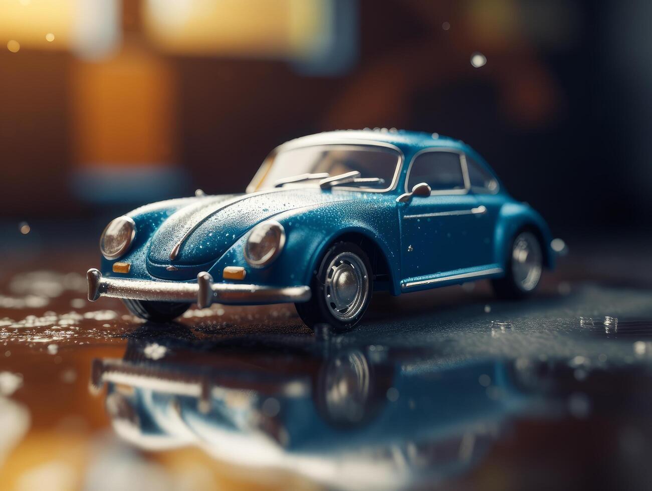 blu giocattolo auto Prodotto fotografia dinamico luminosa sfondo generativo ai foto