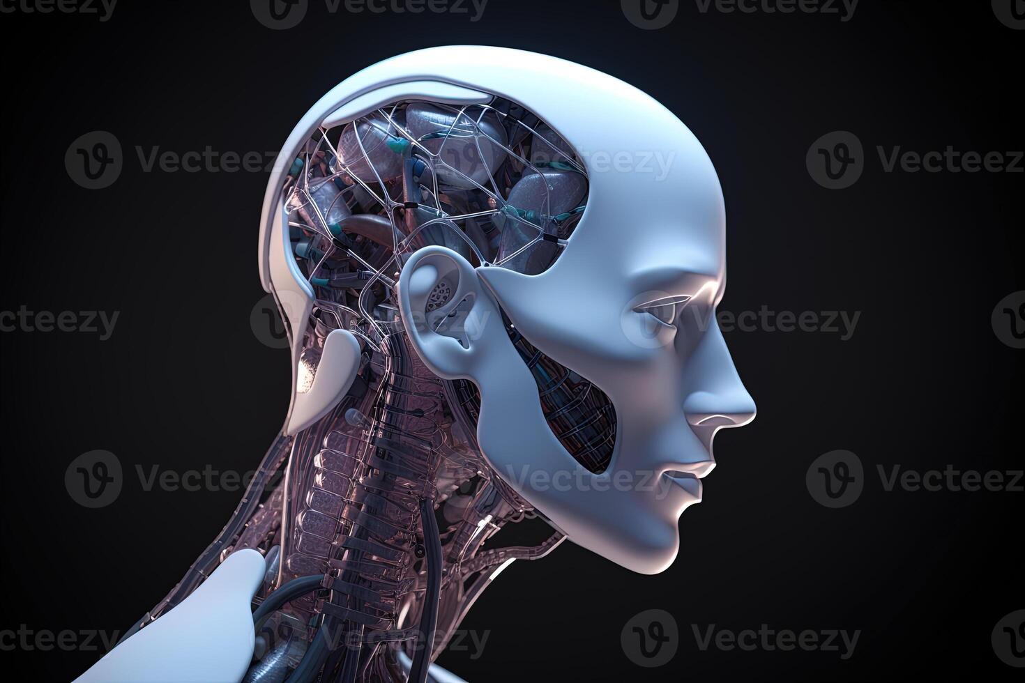 3d interpretazione artificiale intelligenza robot cyborg. ai generato foto