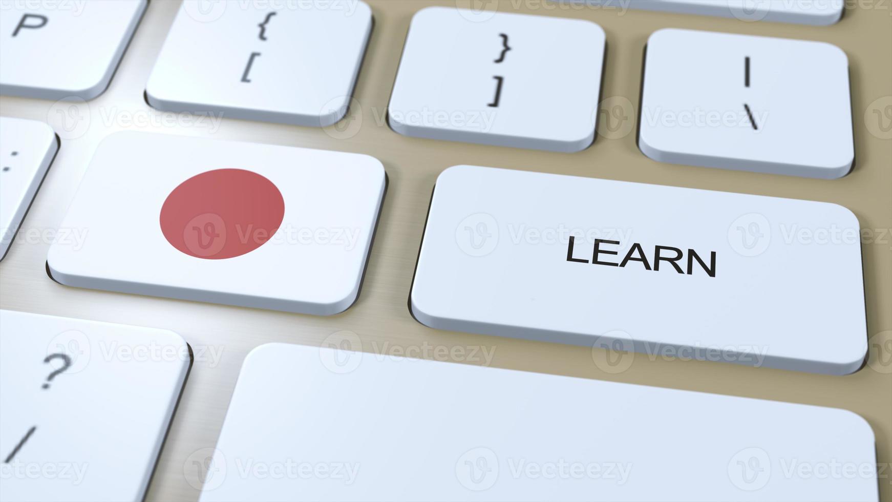 imparare giapponese linguaggio concetto. in linea studia corsi. pulsante con testo su tastiera del computer. 3d illustrazione foto